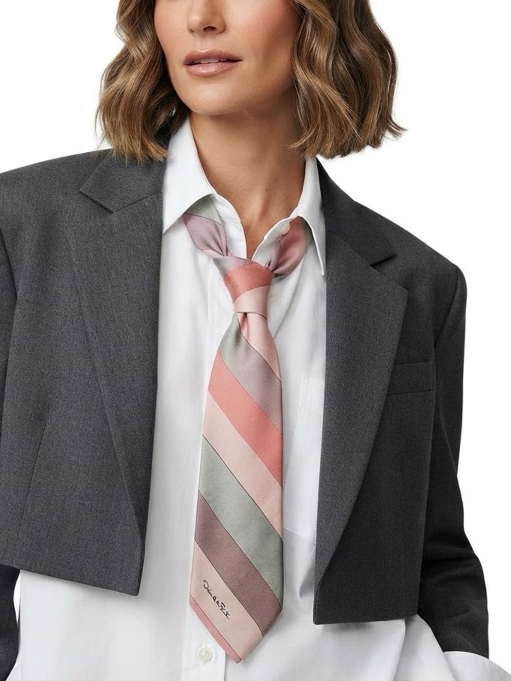 Oscar de la Renta Silk Tie - Pastel Diagonal Stripes